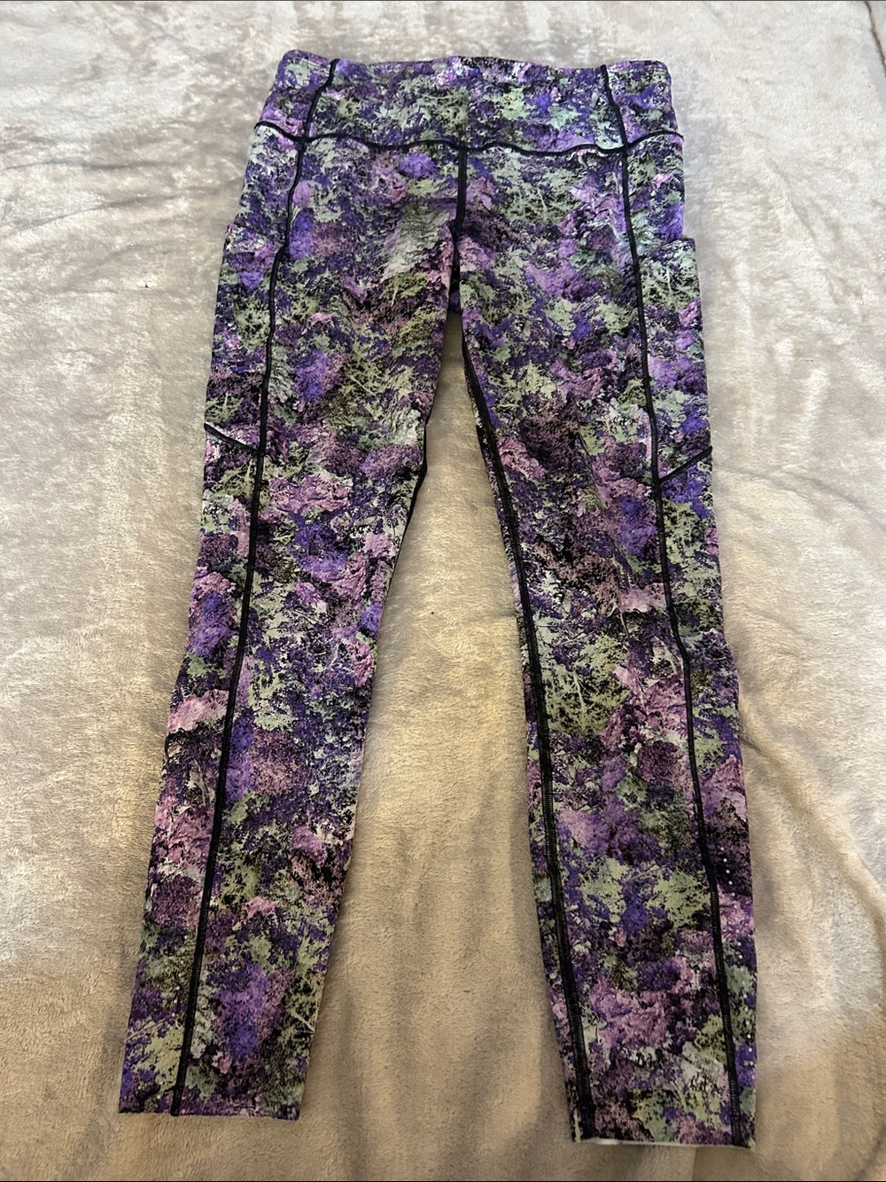 Lululemon fast & free 7/8 tight II in vivid vision multi black